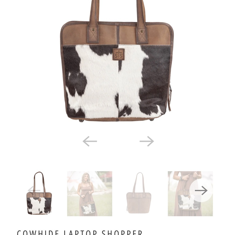 Stylish Brown and White Leather Tote Bag - Picture 5 of 6